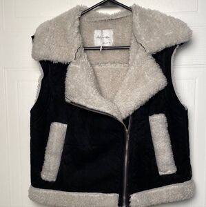 Active USA Black and Cream Shearling Vest